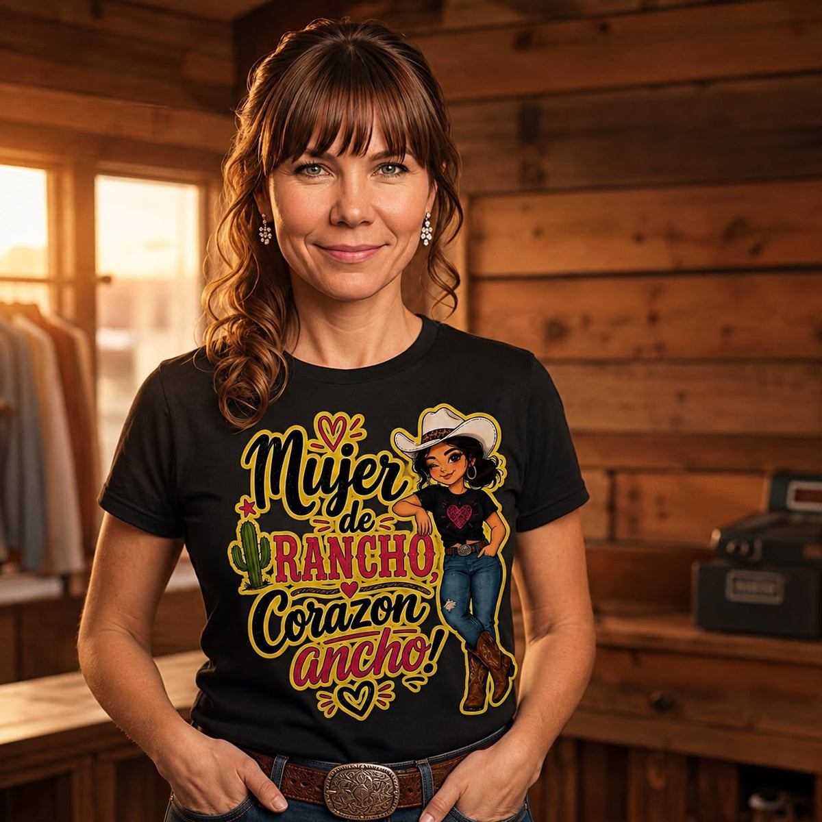 Mujer de rancho corazón ancho